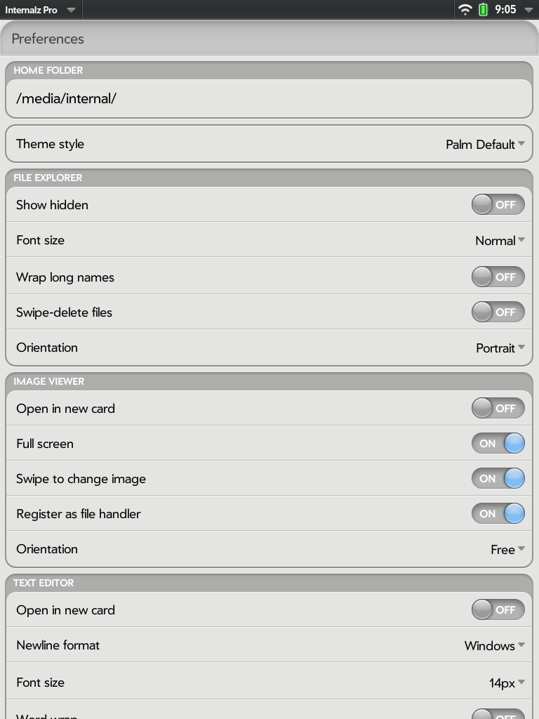 Internalz File Manager webOS App Museum II